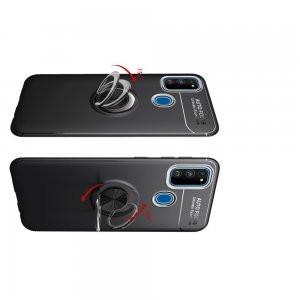 ArmaRing Двухкомпонентный чехол для Samsung Galaxy M31 с кольцом для магнитного автомобильного держателя - Черный