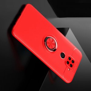 ArmaRing Двухкомпонентный чехол для Xiaomi Redmi Note 9 с кольцом для магнитного автомобильного держателя - Красный / Черный