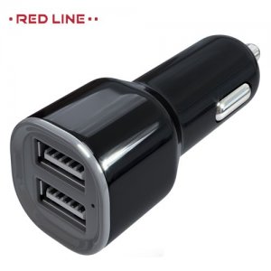 Автомобильная зарядка 2 USB порта 2.1А RedLine черная AC-1A