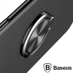 Baseus Ring Bracket Тонкий матовый чехол с кольцом для iPhone X - Черный