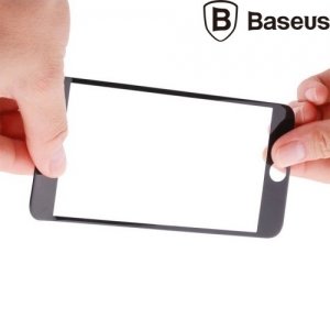 Baseus защитное стекло 3D для iphone 7 на весь экран с закругленными силиконовыми краями - Белый