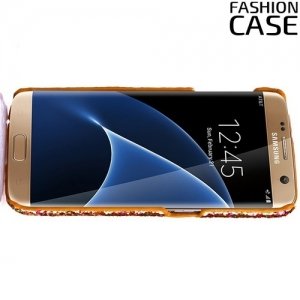 Блестящий чехол кейс для Samsung Galaxy S7 Edge - Золотой