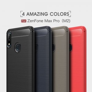 Carbon Силиконовый матовый чехол для Asus Zenfone Max Pro M2 Pro ZB631KL - Синий