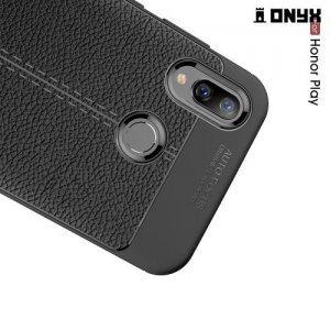 Leather Litchi силиконовый чехол накладка для Huawei Honor Play - Черный