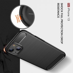 Carbon Силиконовый матовый чехол для iPhone 13 - Черный