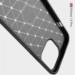 Carbon Силиконовый матовый чехол для iPhone 13 Pro - Красный