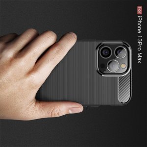 Carbon Силиконовый матовый чехол для iPhone 13 Pro Max - Синий