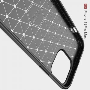 Carbon Силиконовый матовый чехол для iPhone 13 Pro Max - Синий