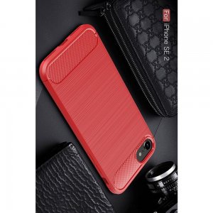 Carbon Силиконовый матовый чехол для iPhone SE 2020 - Красный
