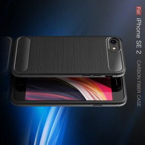 Carbon Силиконовый матовый чехол для iPhone SE 2020 - Черный