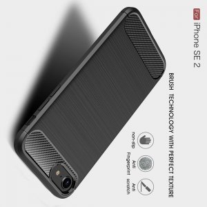 Carbon Силиконовый матовый чехол для iPhone SE 2020 - Черный