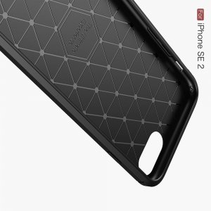 Carbon Силиконовый матовый чехол для iPhone SE 2020 - Синий