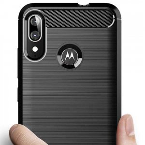 Carbon Силиконовый матовый чехол для Motorola Moto E6 Plus - Черный