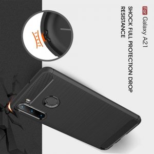 Carbon Силиконовый матовый чехол для Samsung Galaxy A21 - Черный