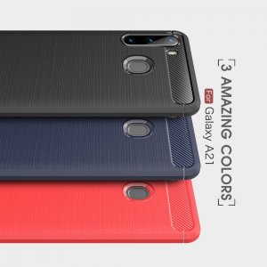 Carbon Силиконовый матовый чехол для Samsung Galaxy A21 - Красный