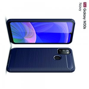 Carbon Силиконовый матовый чехол для Samsung Galaxy M30s - Синий