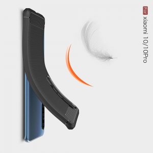 Carbon Силиконовый матовый чехол для Xiaomi Mi 10 / Mi 10 Pro - Черный