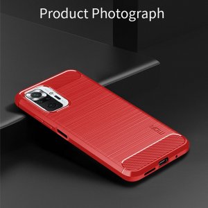 Carbon Силиконовый матовый чехол для Xiaomi Redmi Note 10 Pro - Красный