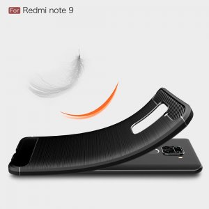 Carbon Силиконовый матовый чехол для Xiaomi Redmi Note 9 - Черный