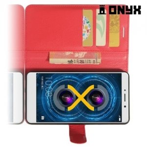 Чехол книжка для Huawei Honor 6x - Красный