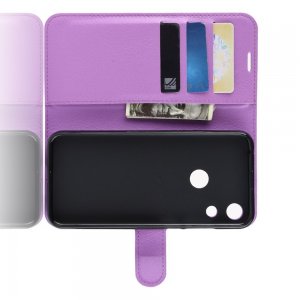 Чехол книжка для Huawei Honor 8A отделения для карт и подставка Фиолетовый