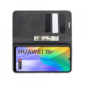 Чехол книжка для Huawei Y6p с магнитом и отделением для карты - Черный