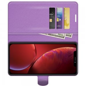 Чехол книжка для iPhone 13 отделения для карт и подставка Фиолетовый