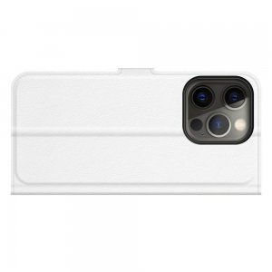 Чехол книжка для iPhone 13 Pro Max отделения для карт и подставка Белый
