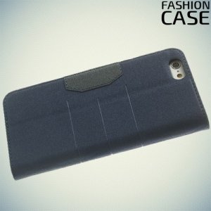 Чехол книжка для iPhone 6S / 6 с скрытой магнитной застежкой - Синий