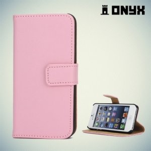 Чехол книжка для iPhone SE - Розовый