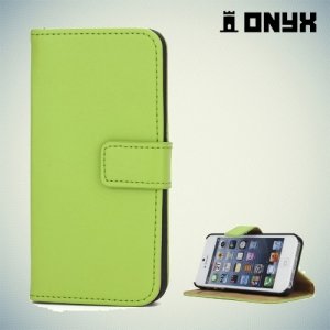 Чехол книжка для iPhone SE - Зеленый