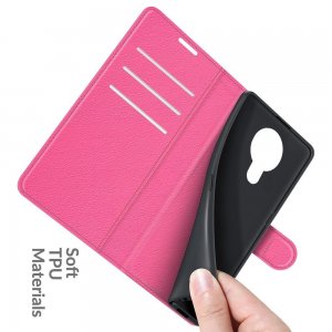 Чехол книжка для Nokia 1.4 отделения для карт и подставка Розовый