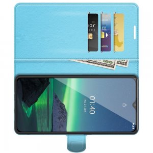 Чехол книжка для Nokia 1.4 отделения для карт и подставка Синий