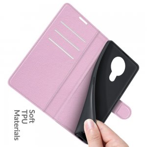 Чехол книжка для Nokia 1.4 отделения для карт и подставка Светло Розовый