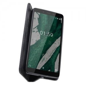 Чехол книжка для Nokia 1 Plus с магнитом и отделением для карты - Черный