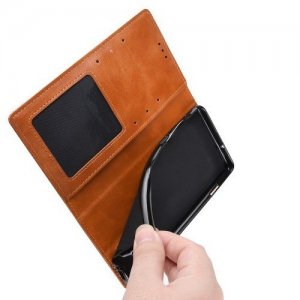 Чехол книжка для Nokia 1 Plus с магнитом и отделением для карты - Коричневый