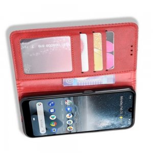 Чехол книжка для Nokia 4.2 с магнитом и отделением для карты - Красный