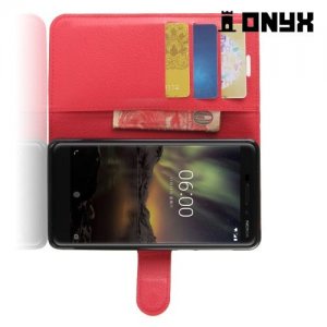 Чехол книжка для Nokia 6.1 - Красный