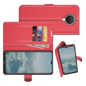 Чехол книжка для Nokia G10 / Nokia G20 отделения для карт и подставка Красный