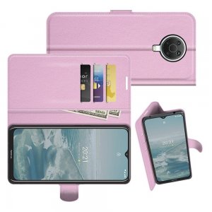 Чехол книжка для Nokia G10 / Nokia G20 отделения для карт и подставка Светло Розовый