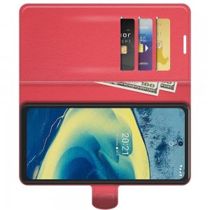 Чехол книжка для Nokia XR20 отделения для карт и подставка Красный