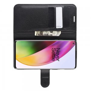 Чехол книжка для OnePlus 8 отделения для карт и подставка Черный