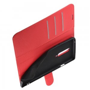 Чехол книжка для OnePlus 8 отделения для карт и подставка Красный