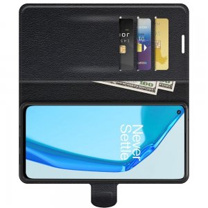 Чехол книжка для OnePlus 9R отделения для карт и подставка Черный
