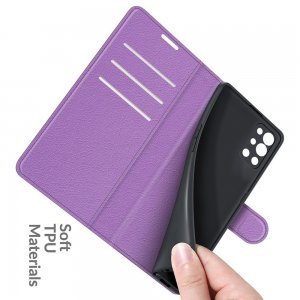 Чехол книжка для OnePlus 9R отделения для карт и подставка Фиолетовый