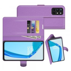 Чехол книжка для OnePlus 9R отделения для карт и подставка Фиолетовый
