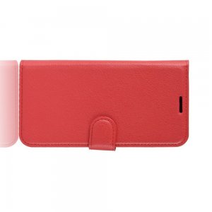 Чехол книжка для Realme 6 Pro отделения для карт и подставка Красный