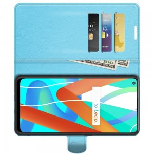 Чехол книжка для Realme 8 5G / Narzo 30 5G отделения для карт и подставка Синий
