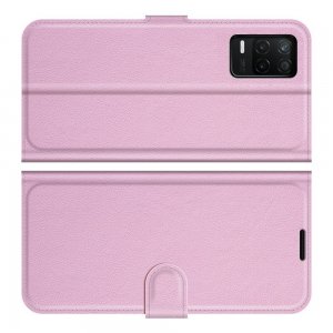 Чехол книжка для Realme 8 5G / Narzo 30 5G отделения для карт и подставка Светло Розовый