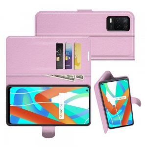 Чехол книжка для Realme 8 5G / Narzo 30 5G отделения для карт и подставка Светло Розовый